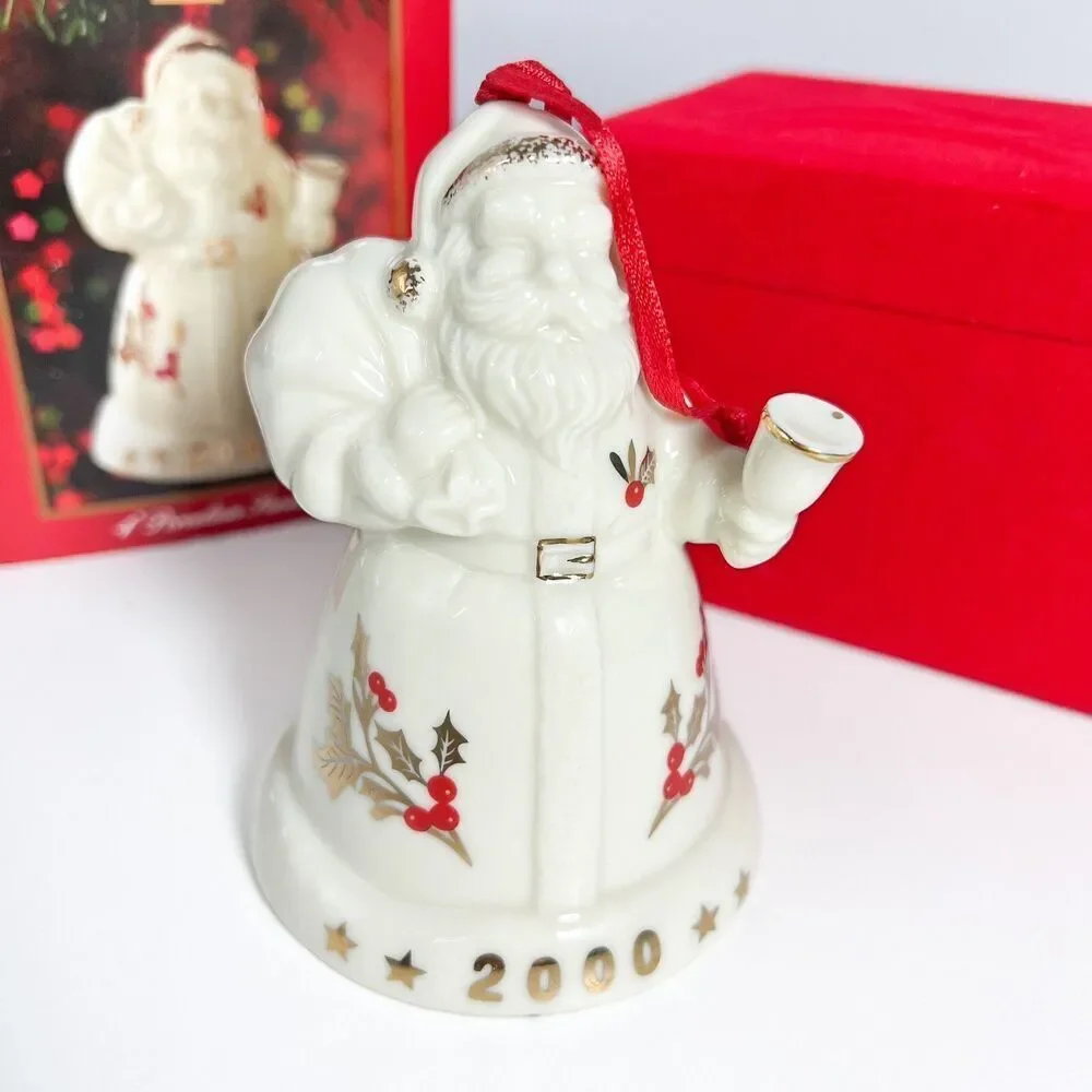 Madison Avenue  4” Porcelain Santa Shaped Bell Christmas 2000 VGC, Vintage